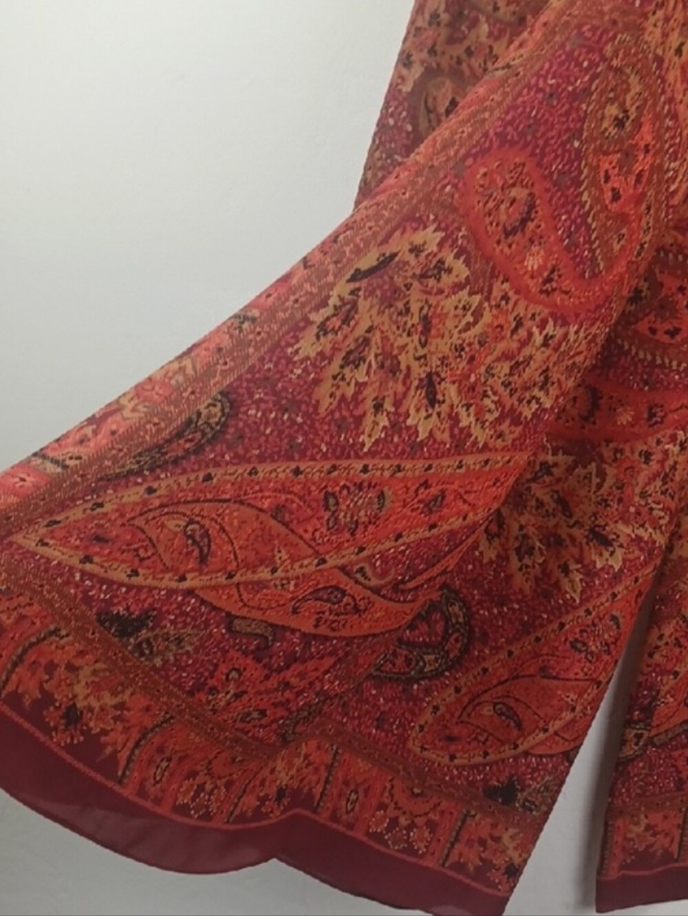 Anthracite 100% Silk Paisley Maxi Skirt Boho Gypsie Carefree Style - Picture 15 of 15